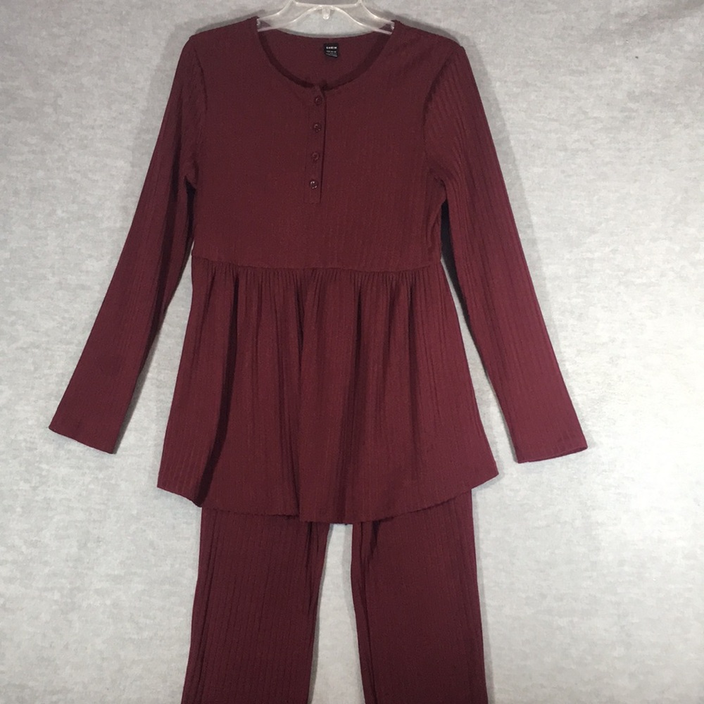 SHEIN Comfy Cozy Relaxed Fit Rib Knit Stretch 2-Piece Top & Leggings